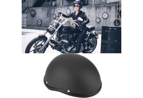 Retro Motorhelm Mat Zwart - Universele Maat (56-64cm) - 28% Korting