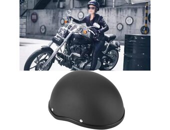 Retro Motorhelm Matt Zwart - Vrij Formaat Volwassenen (56-64cm)