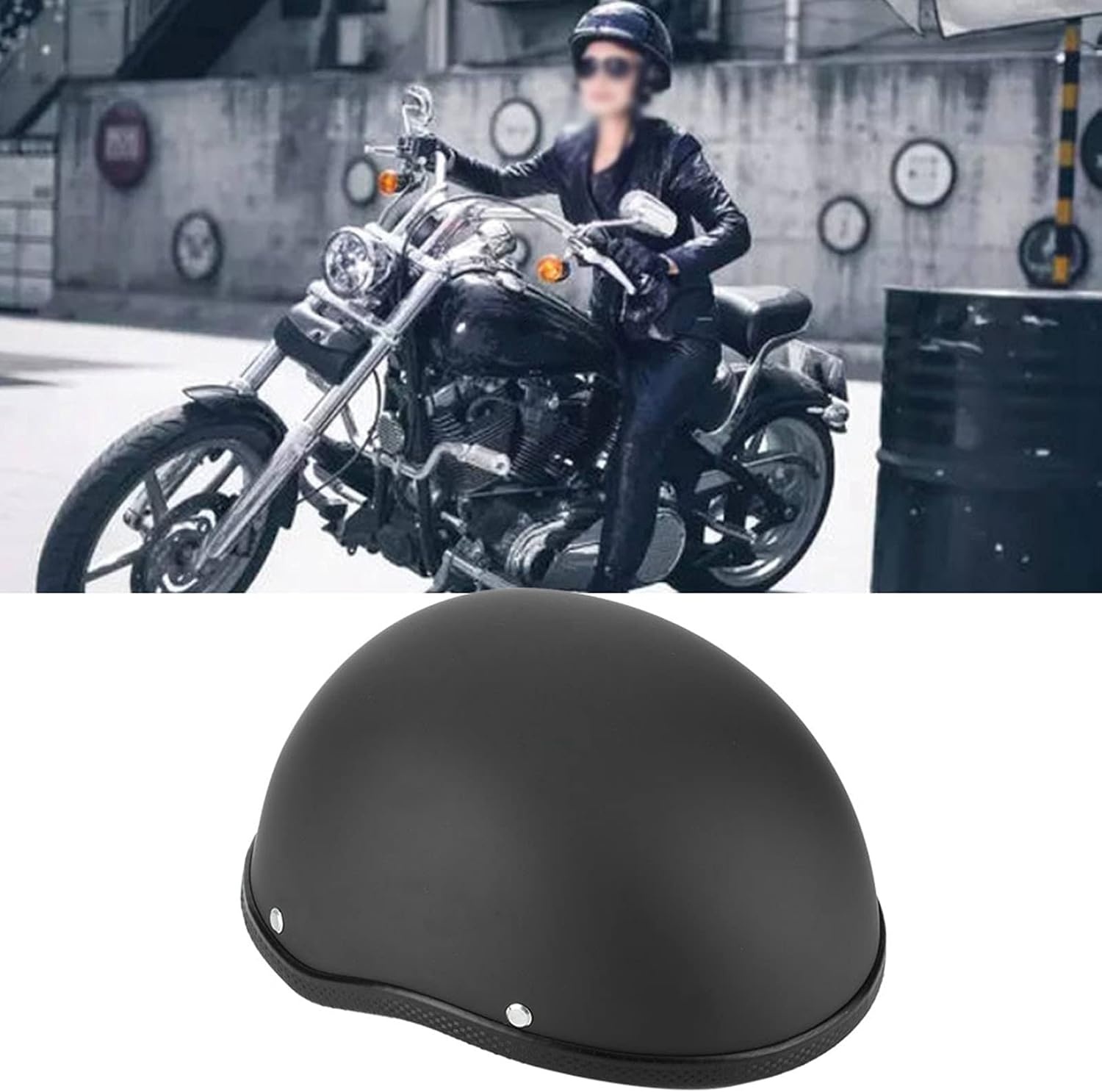 Retro Motorhelm Matt Zwart - Vrij Formaat Volwassenen (56-64cm)