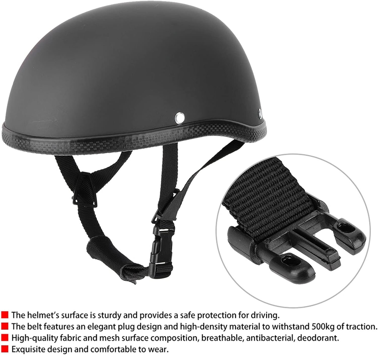 Retro Motorhelm Matt Zwart - Vrij Formaat Volwassenen (56-64cm)