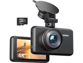 iZEEKER 4K Dashcam WiFi, 2160P frontcamera voor auto met 32G SD-kaart, WDR-nachtzicht, noodopname, loopopname, 24-uurs parkeermodus, G-sensor