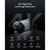 iZEEKER 4K Dashcam WiFi, 2160P frontcamera voor auto met 32G SD-kaart, WDR-nachtzicht, noodopname, loopopname, 24-uurs parkeermodus, G-sensor