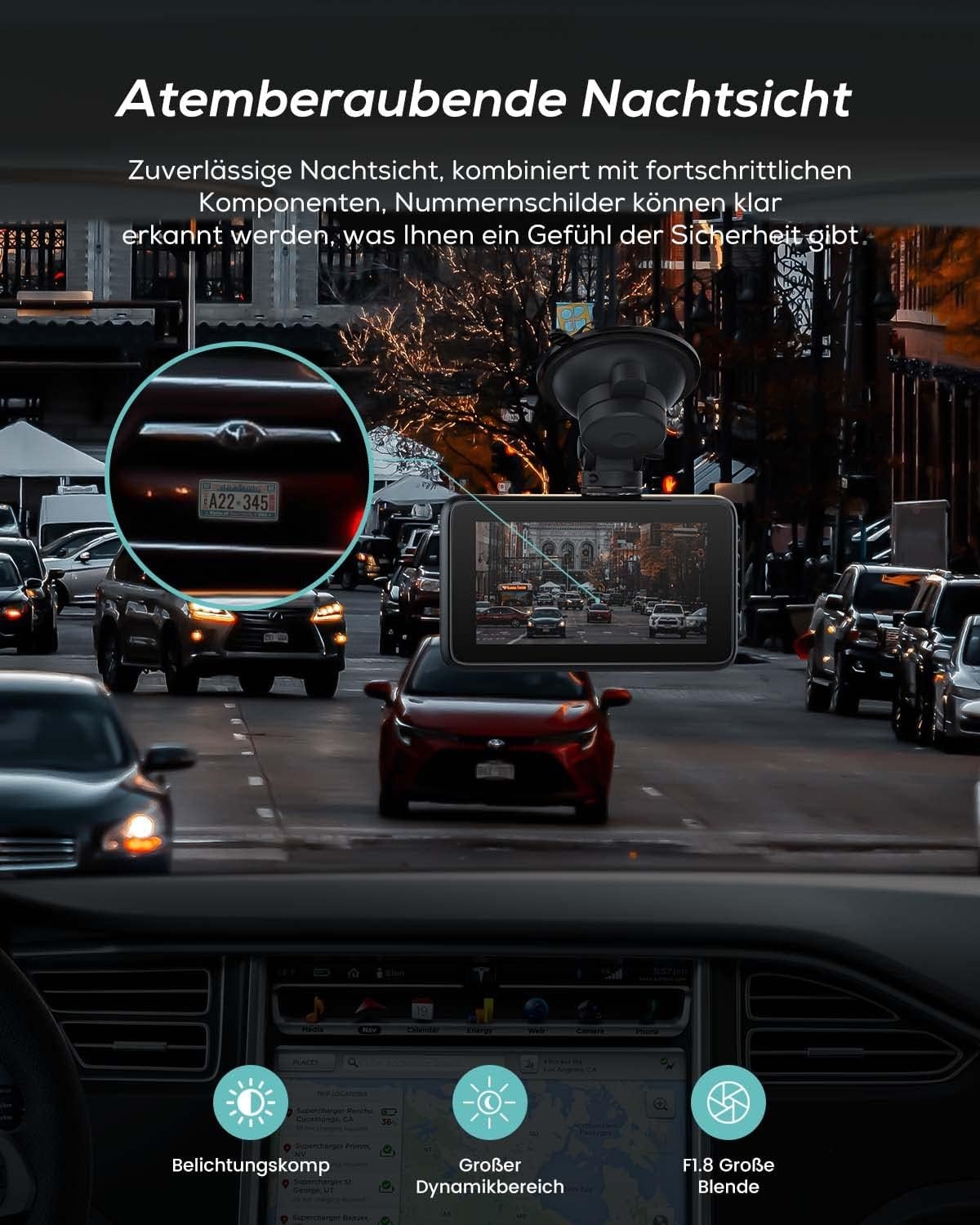 iZEEKER 4K Dashcam WiFi, 2160P frontcamera voor auto met 32G SD-kaart, WDR-nachtzicht, noodopname, loopopname, 24-uurs parkeermodus, G-sensor
