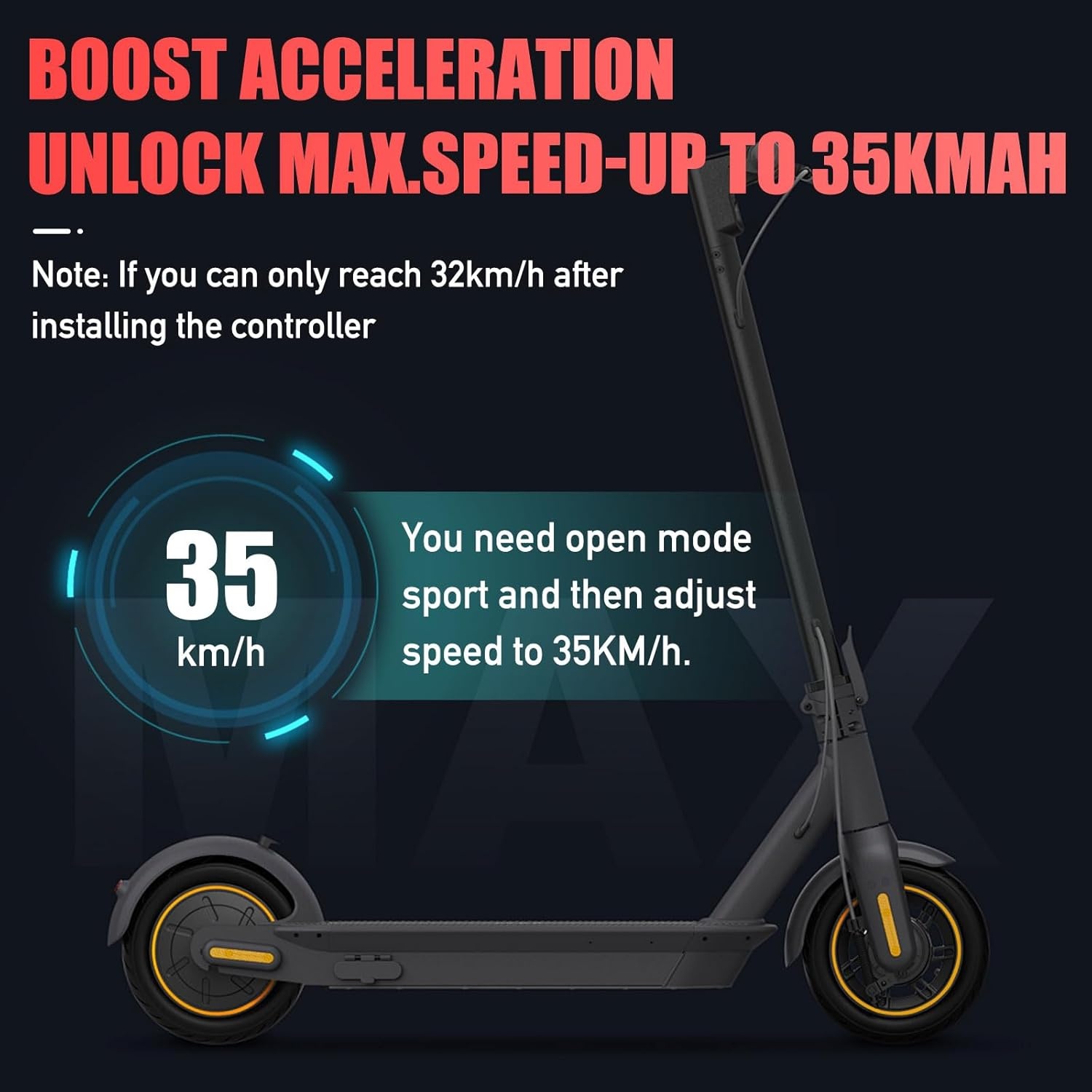 Controller voor elektrische scooter, compatibel met Segway Ninebot MAX G2 KickScooter, 35 km/u, snelle upgrade met metalen koeler, accessoire voor reparatie en tuning van e-scooter