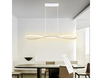 Moderne LED pendellamp 90cm wit, dimbaar met afstandsbediening, hoogte verstelbaar