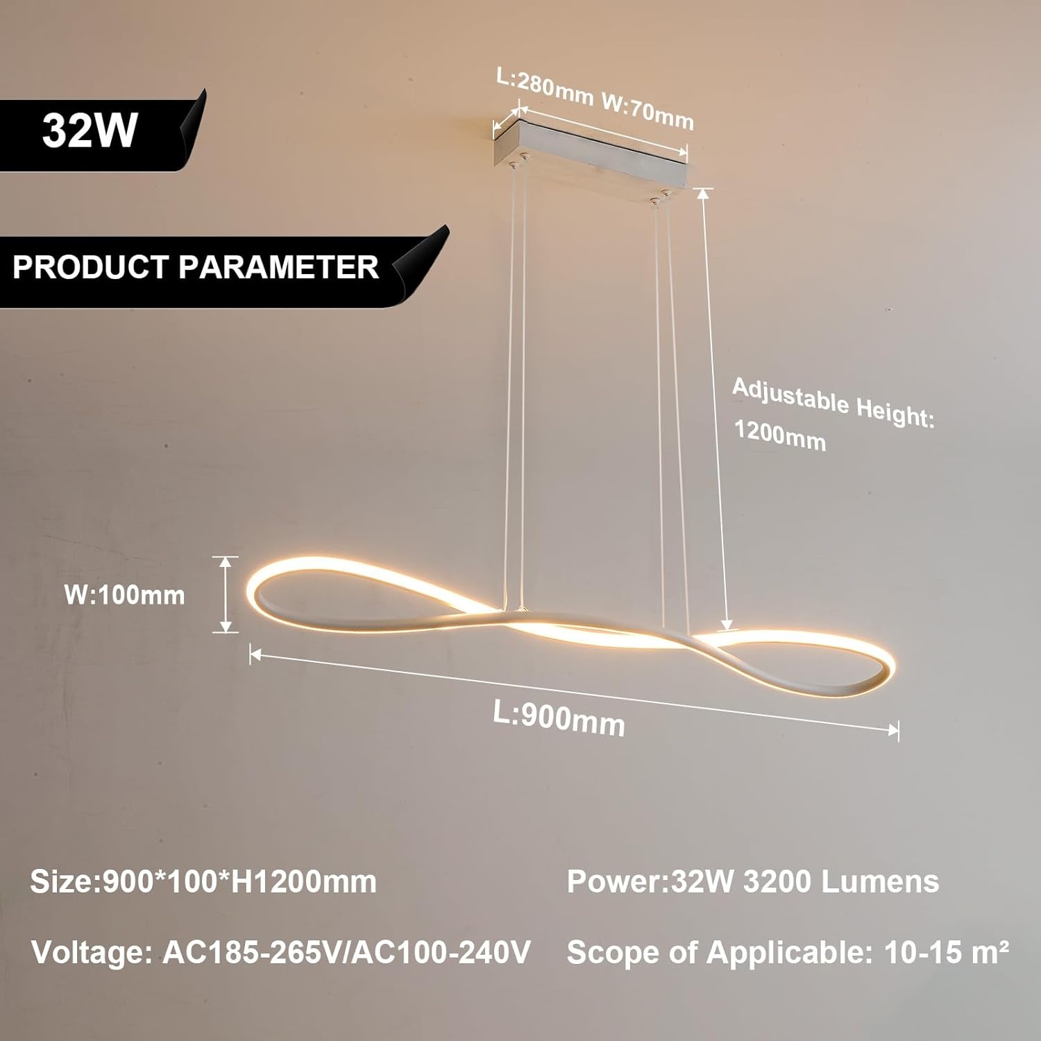 Moderne LED pendellamp 90cm wit, dimbaar met afstandsbediening, hoogte verstelbaar