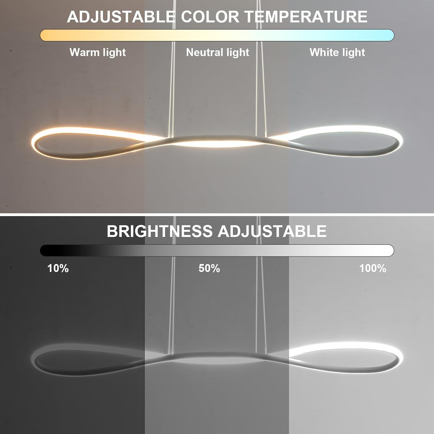 Moderne LED pendellamp 90cm wit, dimbaar met afstandsbediening, hoogte verstelbaar