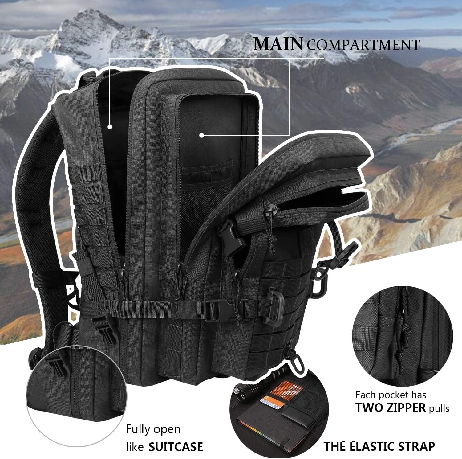 Hannibal Tactical 40L MOLLE Rugzak - Legergroen - 3-Dagen Pack