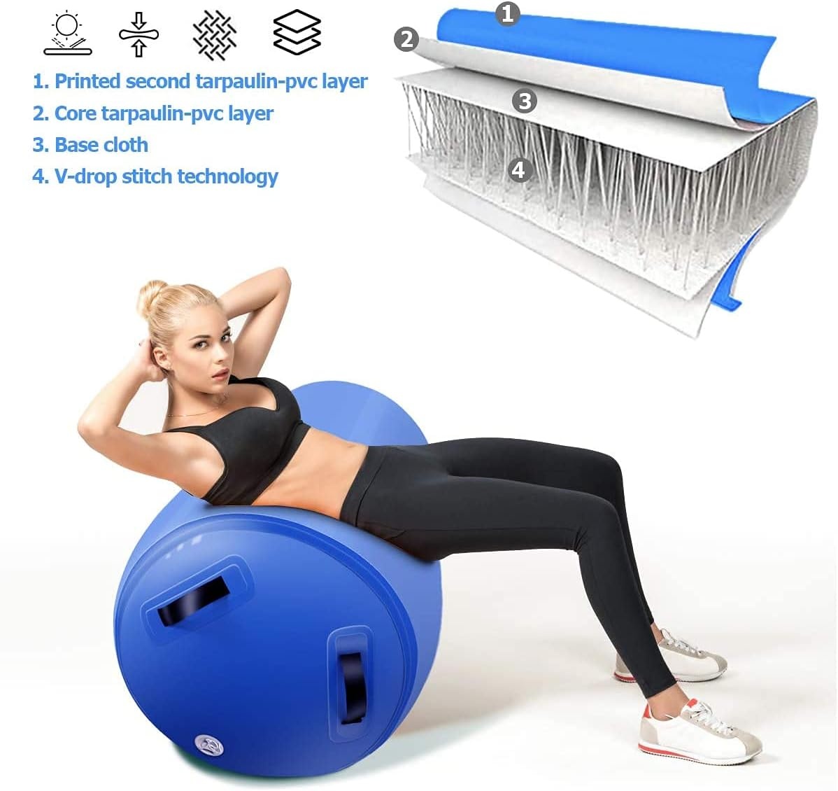 Air Roller Gymnastiek Vat Tumbling Mat Opblaasbaar 60/75/90 CM Air Spot Tumble Track Mat Backbend Trainer met Elektrische Luchtpomp voor Training/Yoga/Backflip/Thuisgebruik