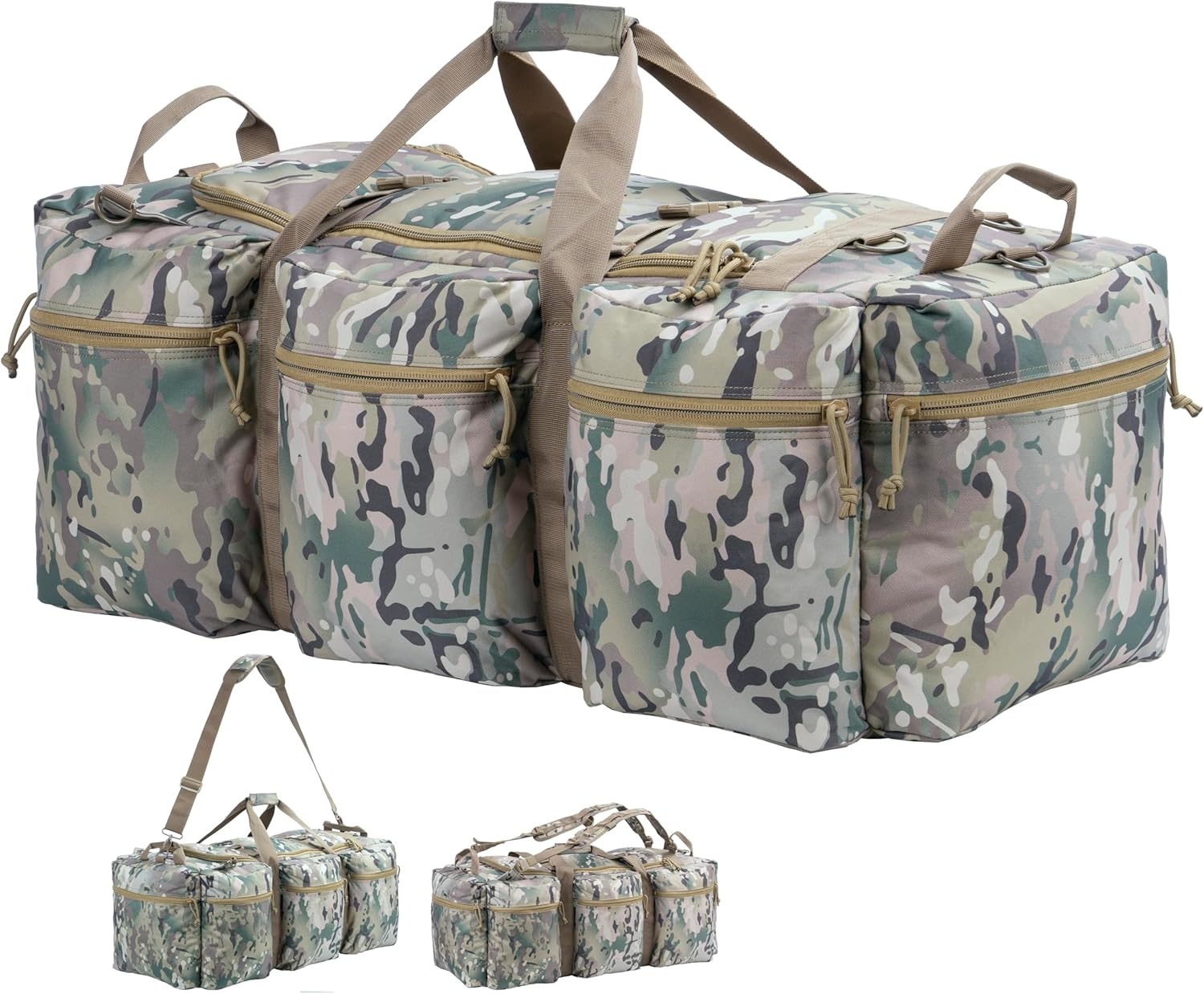 Grote Militaire Duffle Bag Camo 100L met Afneembare Rugzakbanden