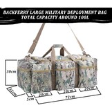 Grote Militaire Duffle Bag Camo 100L met Afneembare Rugzakbanden