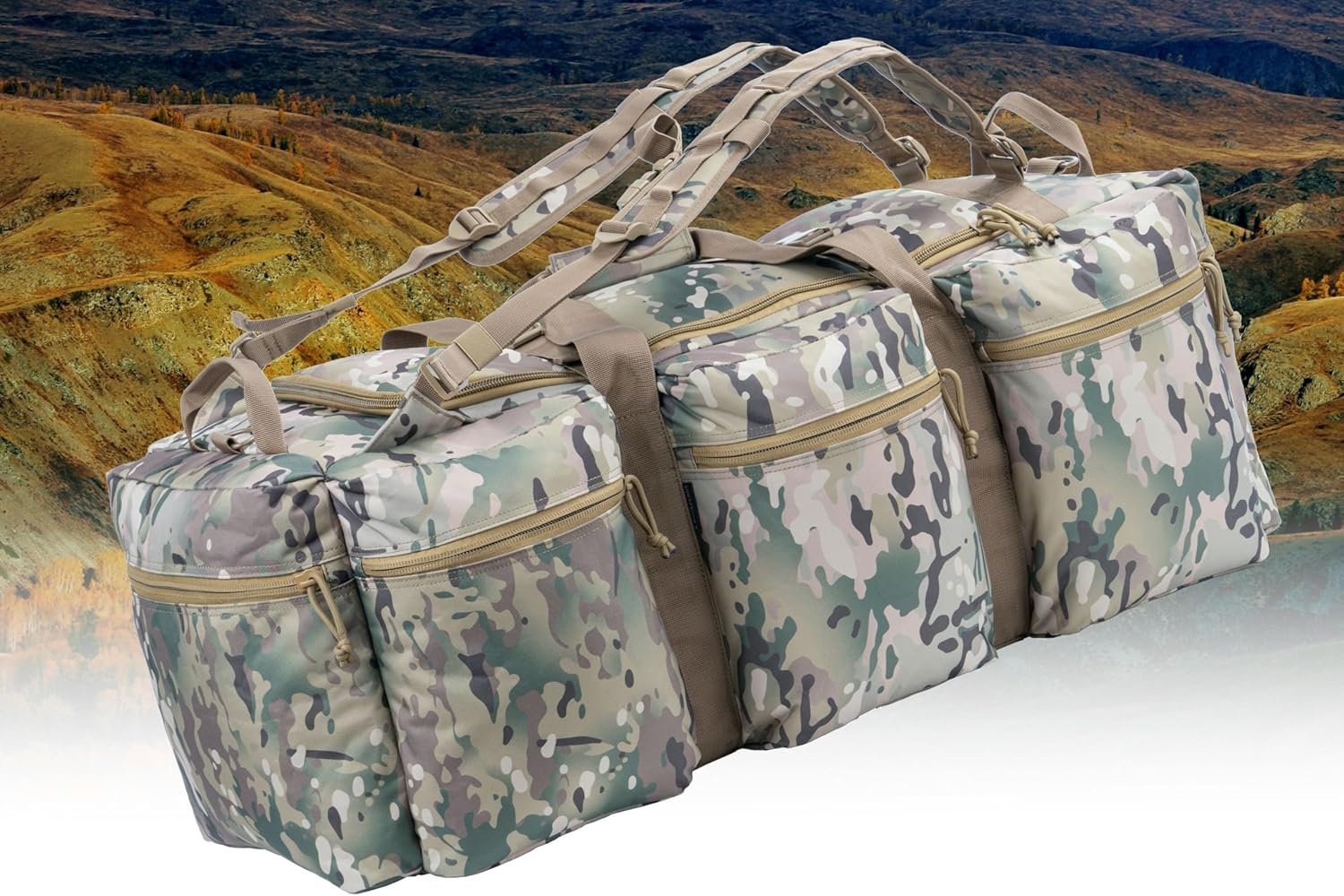 Grote Militaire Duffle Bag Camo 100L met Afneembare Rugzakbanden