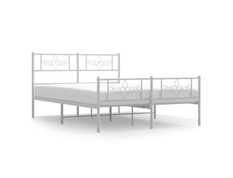 vidaXL Bedframe met hoofd- en voeteneinde metaal wit 140x200 cm