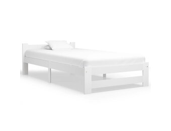 vidaXL Bedframe massief grenenhout wit 100x200 cm