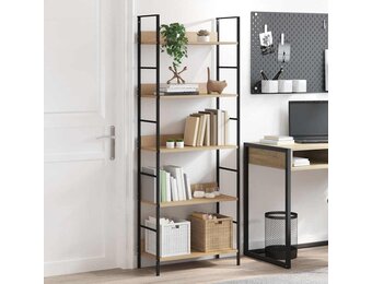 vidaXL Boekenkast 5 schappen 60x27,6x158,5 cm bewerkt hout eikenkleur