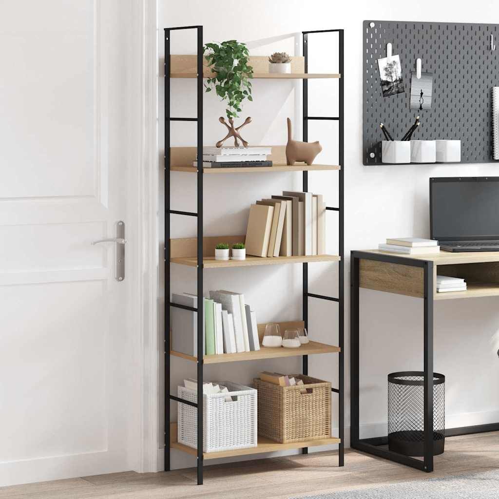 vidaXL Boekenkast 5 schappen 60x27,6x158,5 cm bewerkt hout eikenkleur