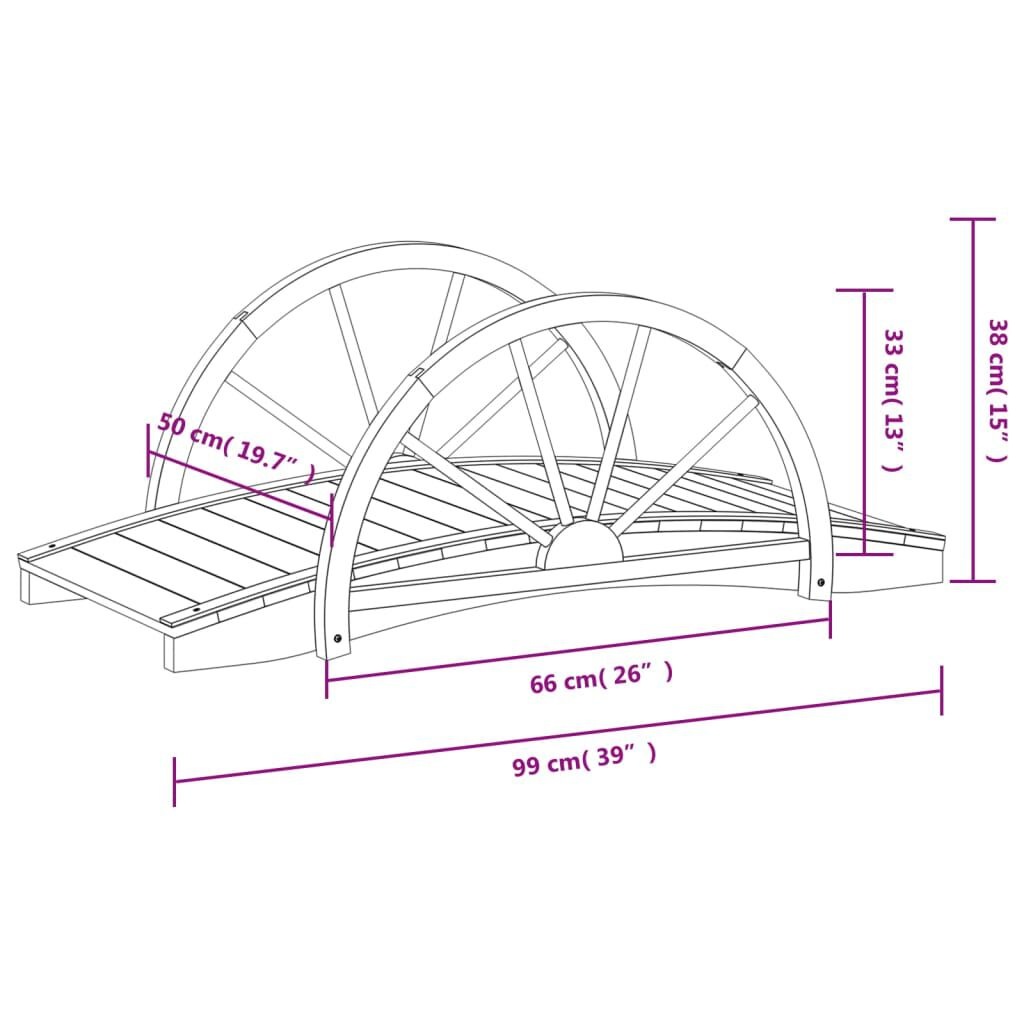 Houten Tuinbrug met Halve Wielen - 34% Korting