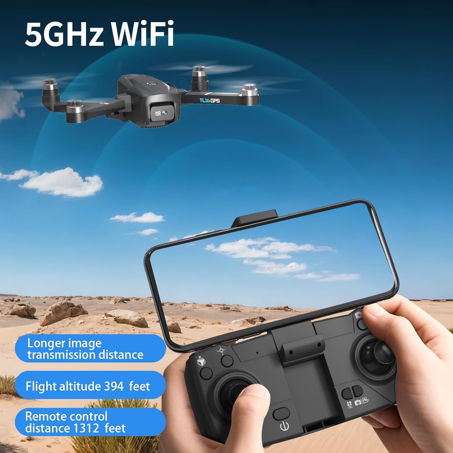 Toladrone TL16GPS Drone met 4K Camera, GPS, 5G WiFi en Borstelloze Motor - Ideaal voor Beginners en Volwassenen