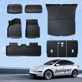 Vloermatten 9 stuks voor Tesla Model Y 2025-2026 Premium/Performance TPE all-weather 3D hoge rand antislip waterdichte kofferbakmat en tweede rij zitrij rughoes voor model Y Juniper accessoires