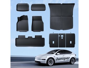 Vloermatten 9 stuks voor Tesla Model Y 2025-2026 Premium/Performance TPE all-weather 3D hoge rand antislip waterdichte kofferbakmat en tweede rij zitrij rughoes voor model Y Juniper accessoires