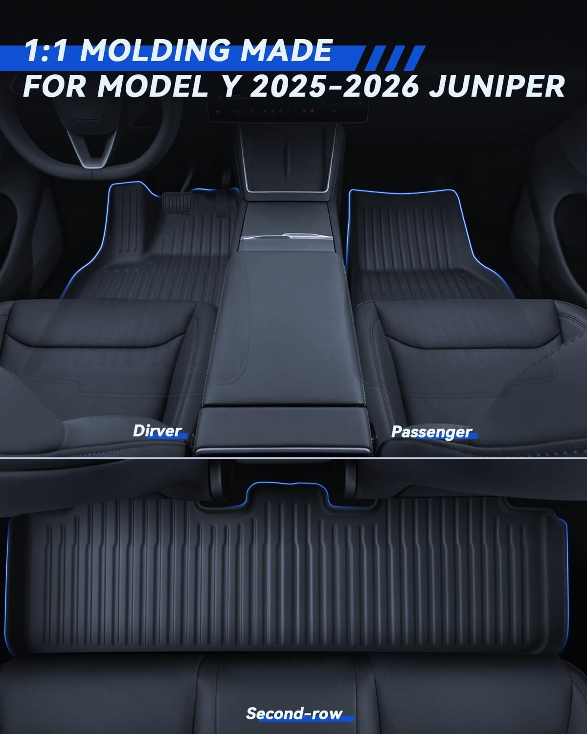 Vloermatten 9 stuks voor Tesla Model Y 2025-2026 Premium/Performance TPE all-weather 3D hoge rand antislip waterdichte kofferbakmat en tweede rij zitrij rughoes voor model Y Juniper accessoires
