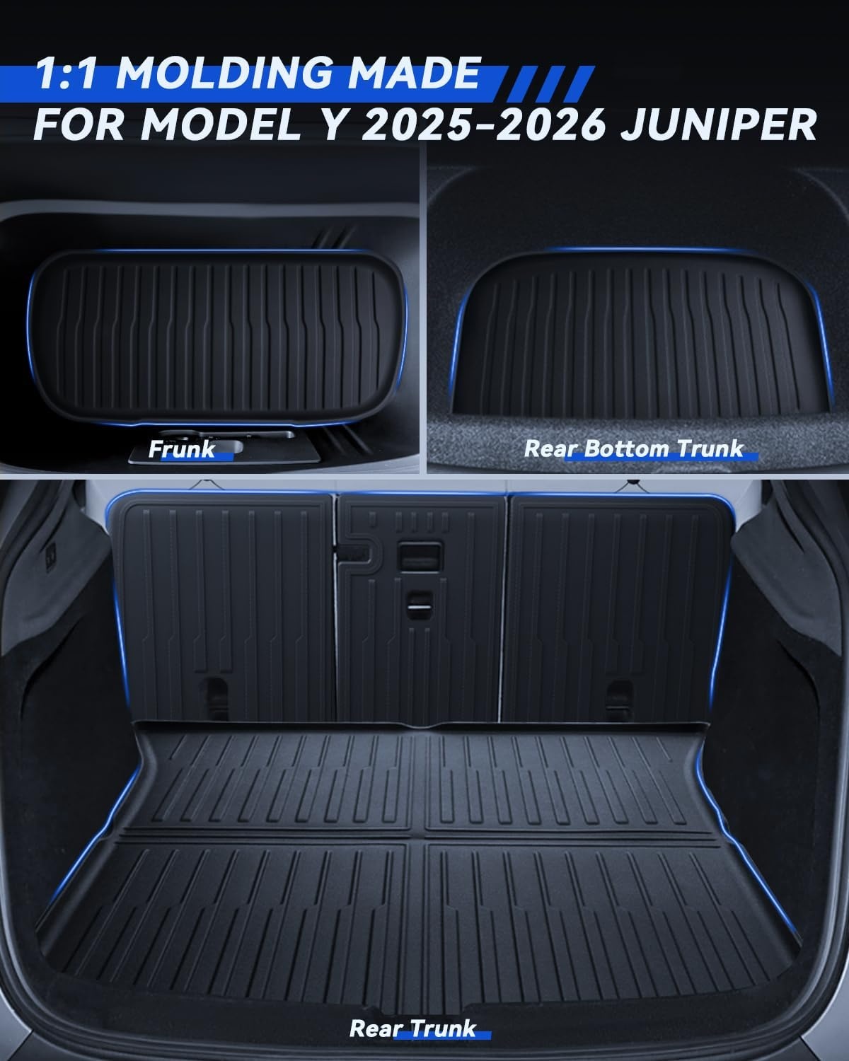 Vloermatten 9 stuks voor Tesla Model Y 2025-2026 Premium/Performance TPE all-weather 3D hoge rand antislip waterdichte kofferbakmat en tweede rij zitrij rughoes voor model Y Juniper accessoires