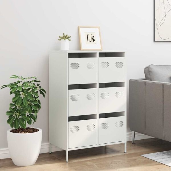 vidaXL Hoge kast 68x39x101,5 cm staal wit