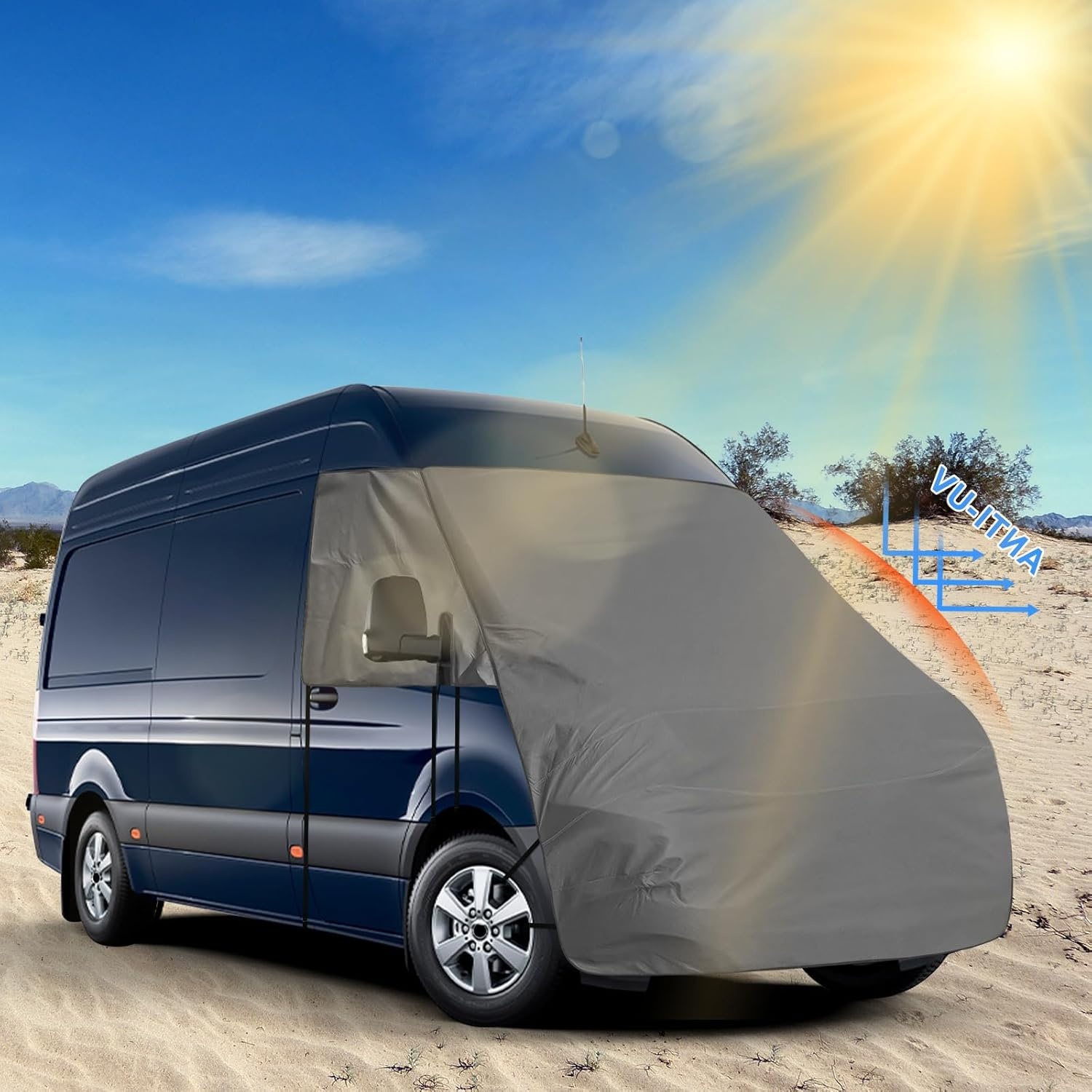 Auto Voorruit Cover voor Mercedes-Benz Sprinter 2019-2024, UV-blokkerend, 420D Oxford Weefsel, Weerbestendig
