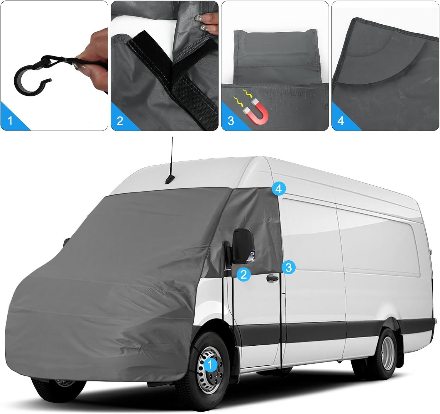 Auto Voorruit Cover voor Mercedes-Benz Sprinter 2019-2024, UV-blokkerend, 420D Oxford Weefsel, Weerbestendig