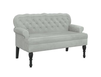 vidaXL Bankje met rugleuning 119,5x64,5x75 cm fluweel lichtgrijs
