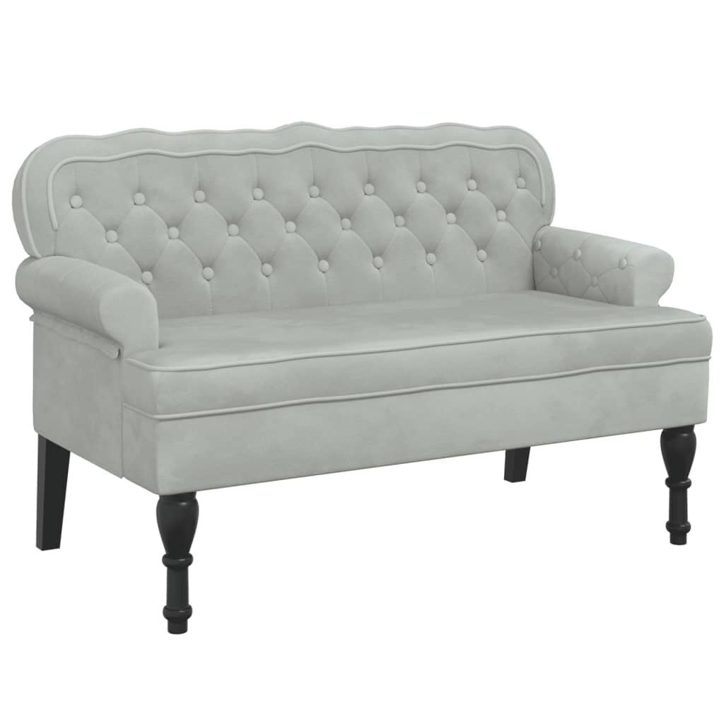 vidaXL Bankje met rugleuning 119,5x64,5x75 cm fluweel lichtgrijs