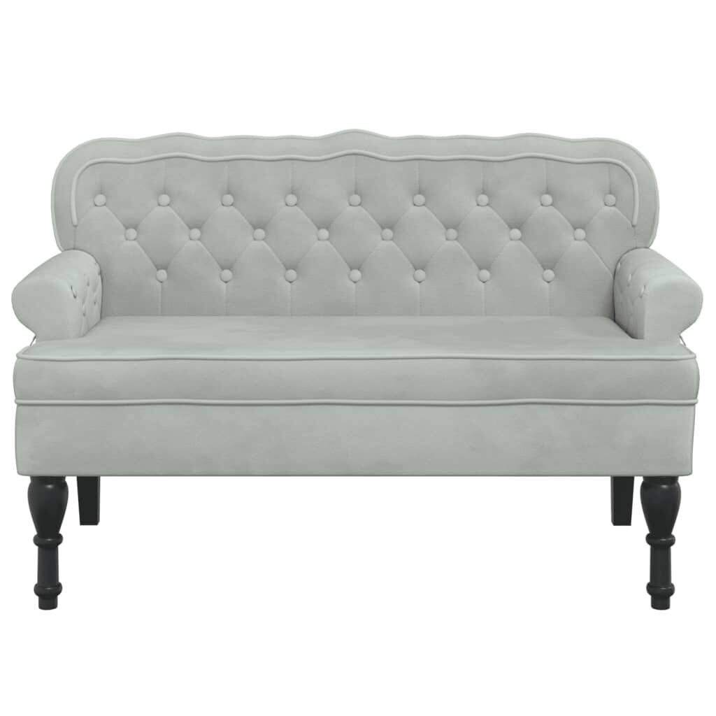 vidaXL Bankje met rugleuning 119,5x64,5x75 cm fluweel lichtgrijs