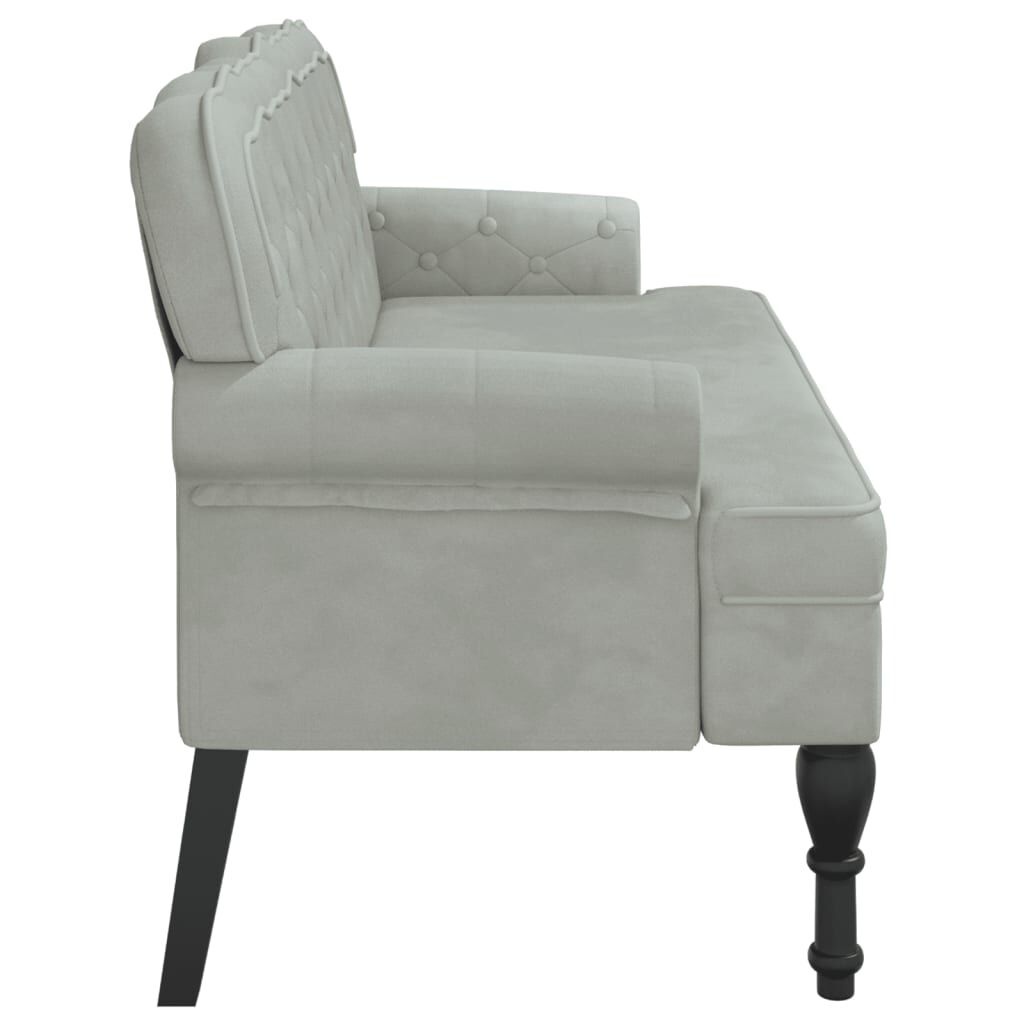 vidaXL Bankje met rugleuning 119,5x64,5x75 cm fluweel lichtgrijs