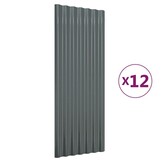 vidaXL Dakpanelen 12 st 100x36 cm gepoedercoat staal antracietkleurig