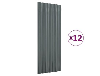 vidaXL Dakpanelen 12 st 100x36 cm gepoedercoat staal antracietkleurig