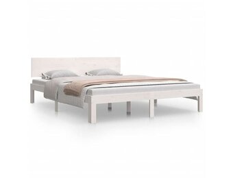 vidaXL Bedframe massief grenenhout wit 160x200 cm