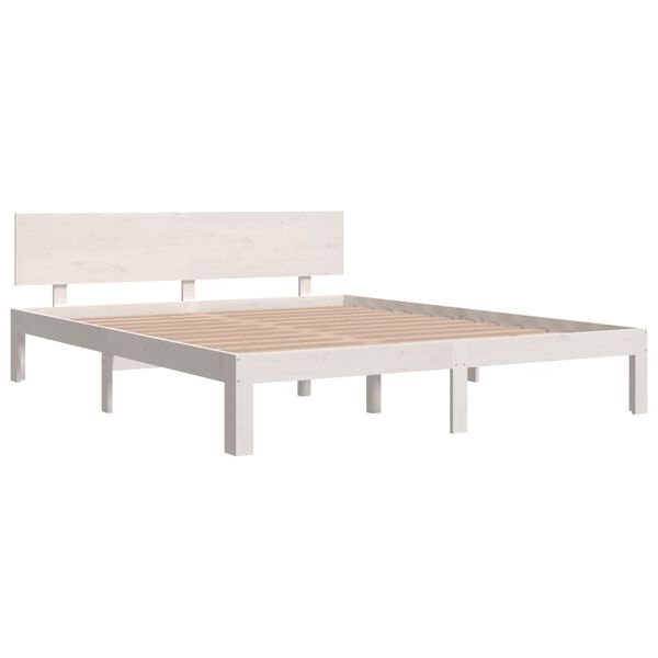 vidaXL Bedframe massief grenenhout wit 160x200 cm