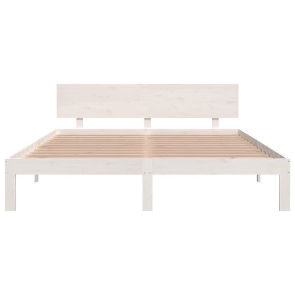 vidaXL Bedframe massief grenenhout wit 160x200 cm