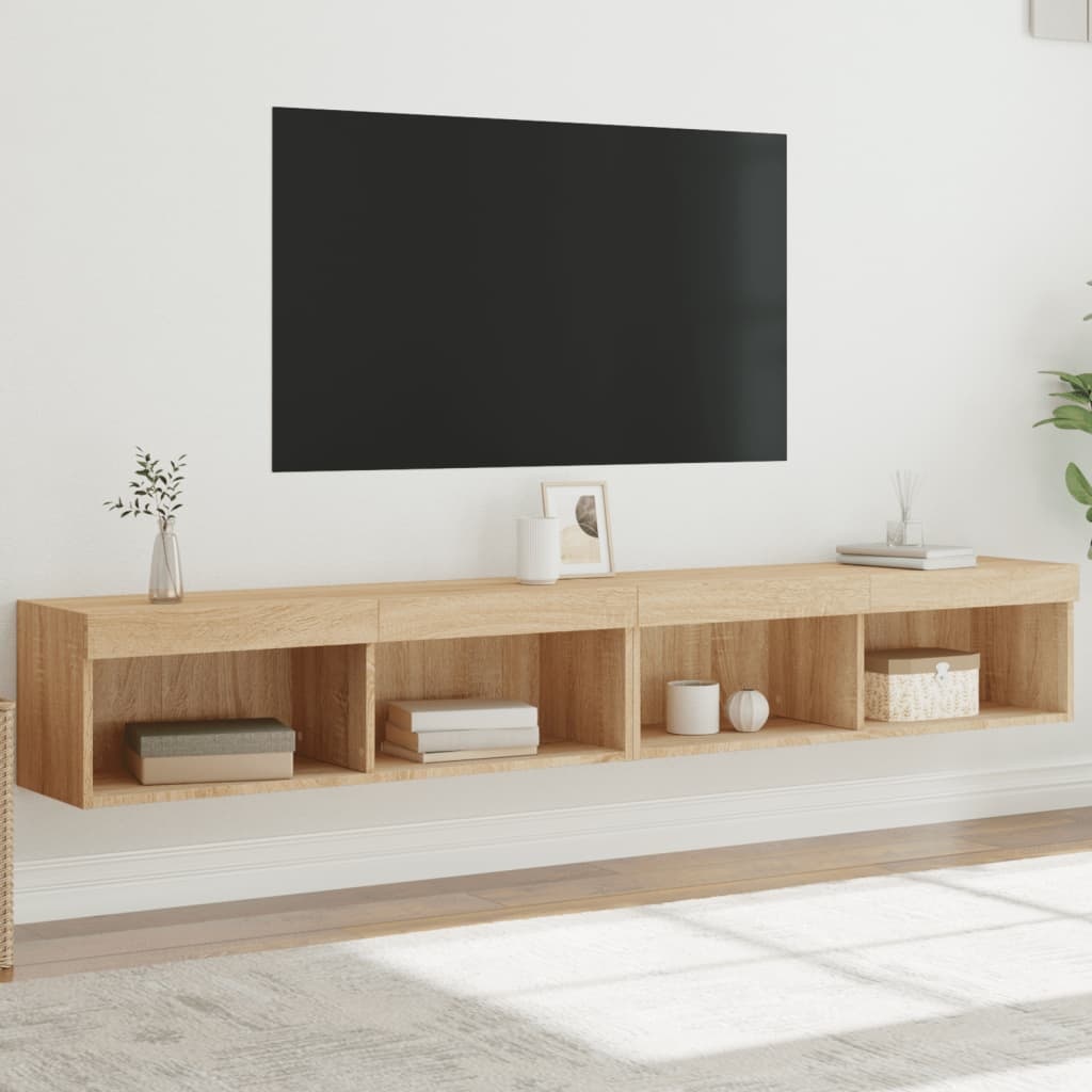 2x TV-meubel met LED 100x30x30 cm Sonoma Eiken - 63% Korting