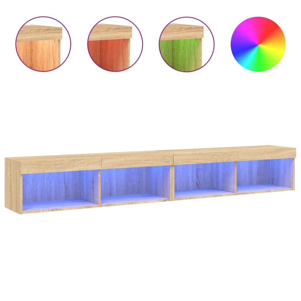 2x TV-meubel met LED 100x30x30 cm Sonoma Eiken - 63% Korting