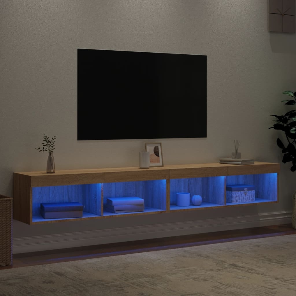 2x TV-meubel met LED 100x30x30 cm Sonoma Eiken - 63% Korting
