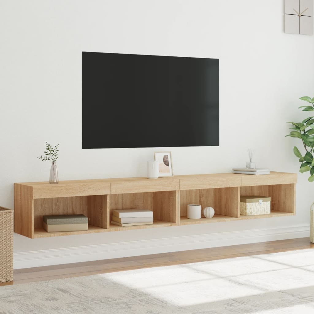 2x TV-meubel met LED 100x30x30 cm Sonoma Eiken - 63% Korting