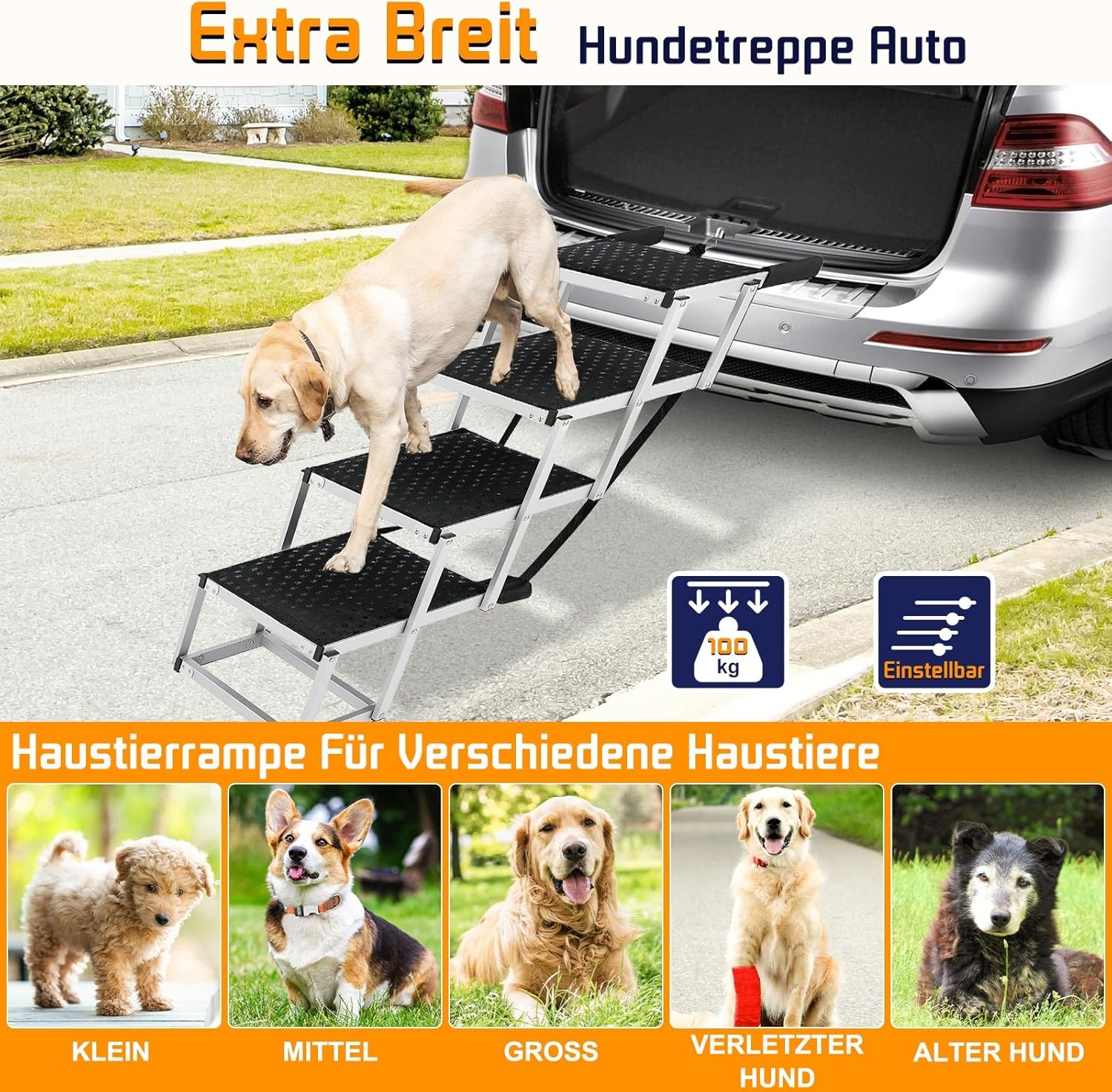 Hondenopgang 4-Treden voor Grote Honden (30% Korting)