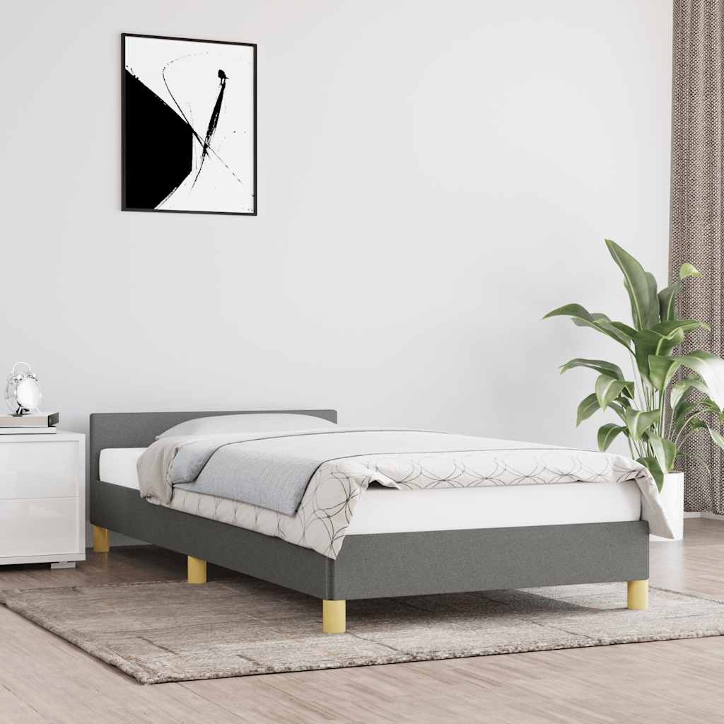 Donkergrijs Bedframe met Hoofdeinde 90x190 cm - 51% Korting