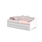 Kinderbed Roze Wit 160x80 | Met Lade, Matras & Valbeveiliger | 60% Korting