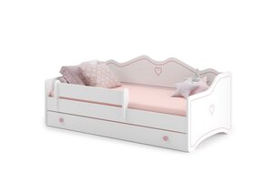 Kinderbed Roze Wit 160x80 | Met Lade, Matras & Valbeveiliger | 60% Korting