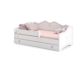 Kinderbed Roze Wit 160x80 | Met Lade, Matras & Valbeveiliger | 60% Korting