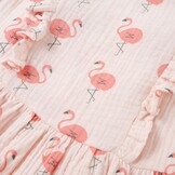 Zachtroze Kinderjurkje met Ruches & Flamingo's - Maat 128