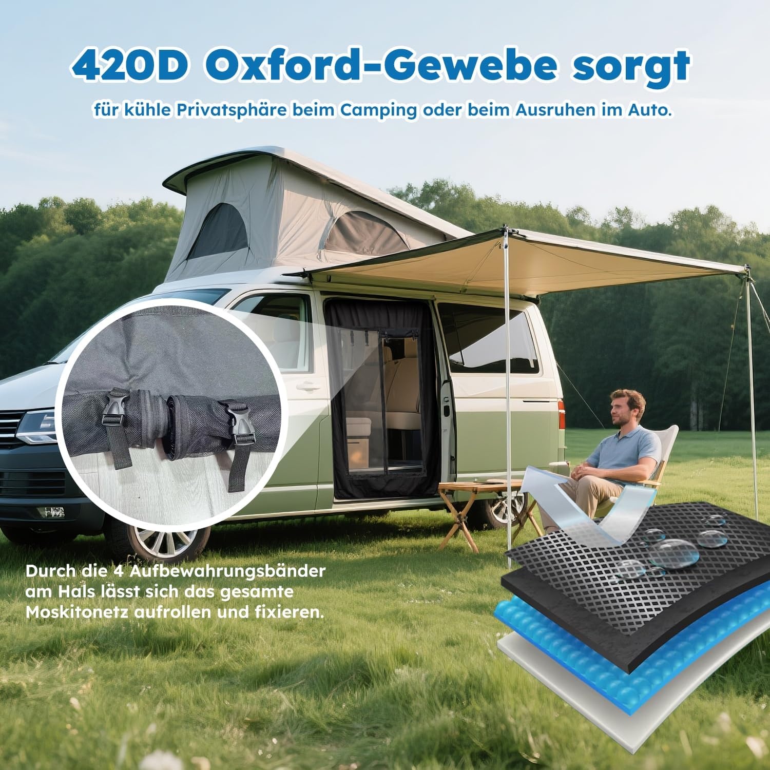 Insectenhor Camperbus Deuren VW T4-T6 Zwart - 29% Korting