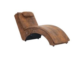 Massage chaise longue met kussen - Kunstsuède Bruin - 30% Korting
